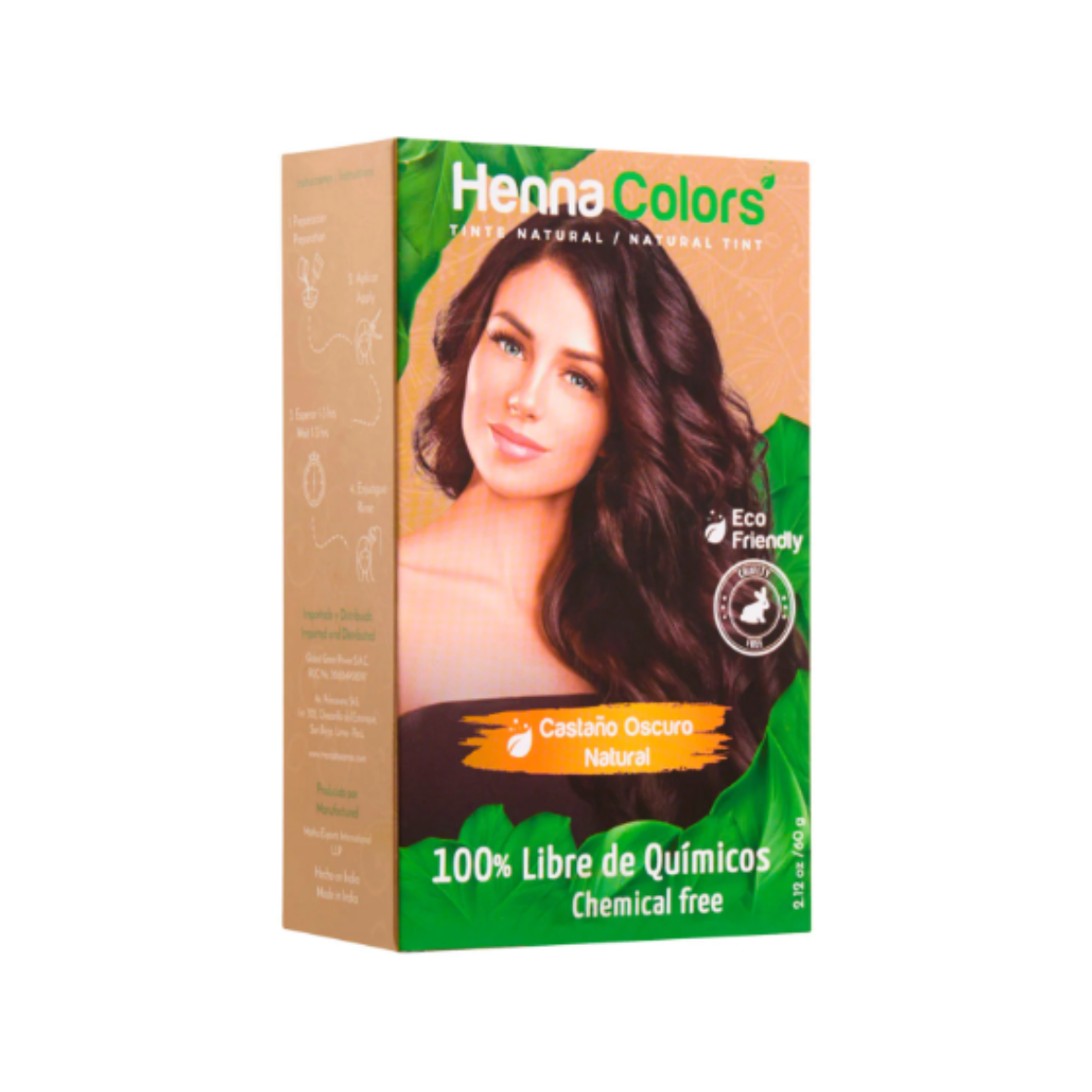 HENNA COLORS CASTAÑO OSCURO 100% LIBRE DE QUÍMICOS