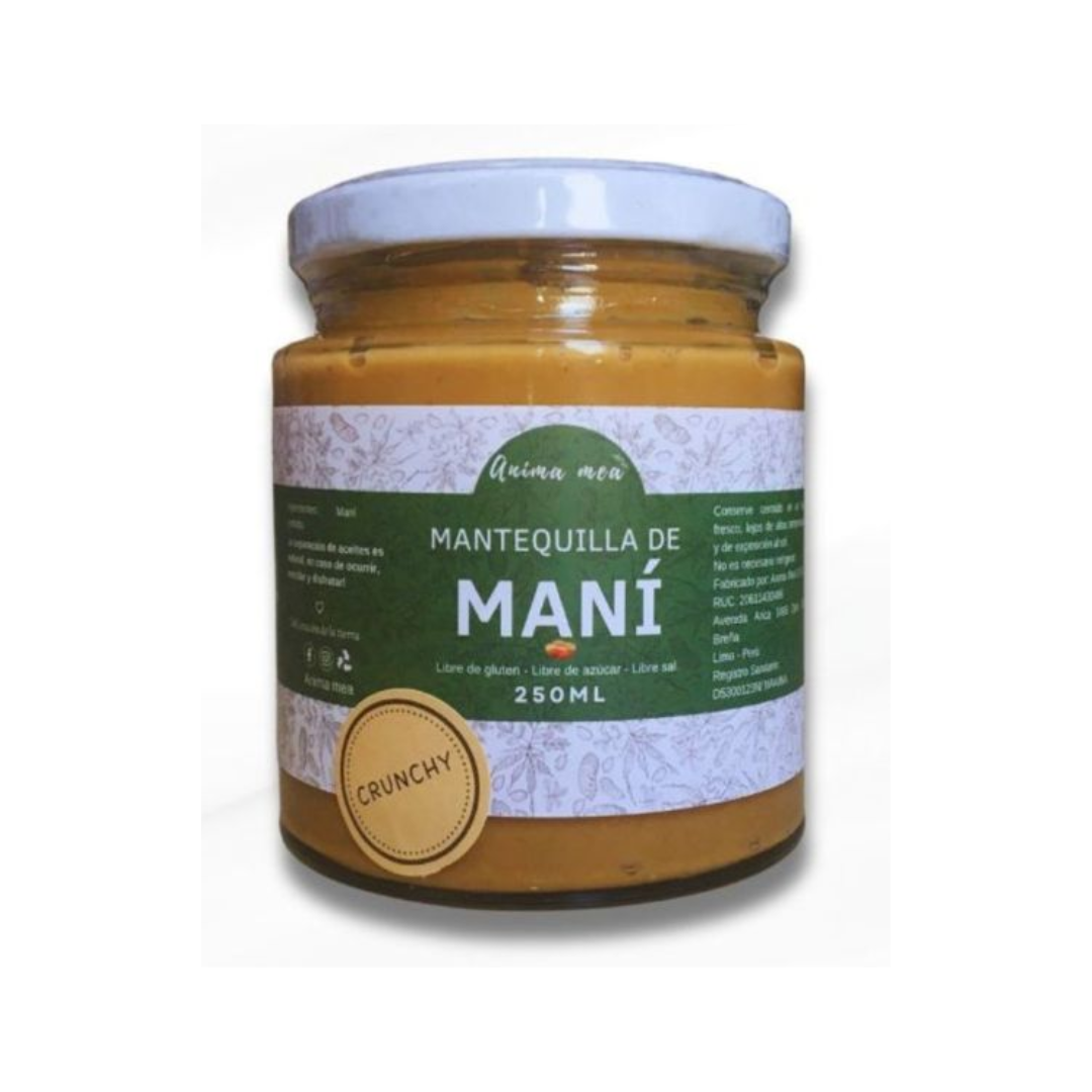MANTEQUILLA DE MANÍ CRUNCHY ANIMA MEA - 250ML