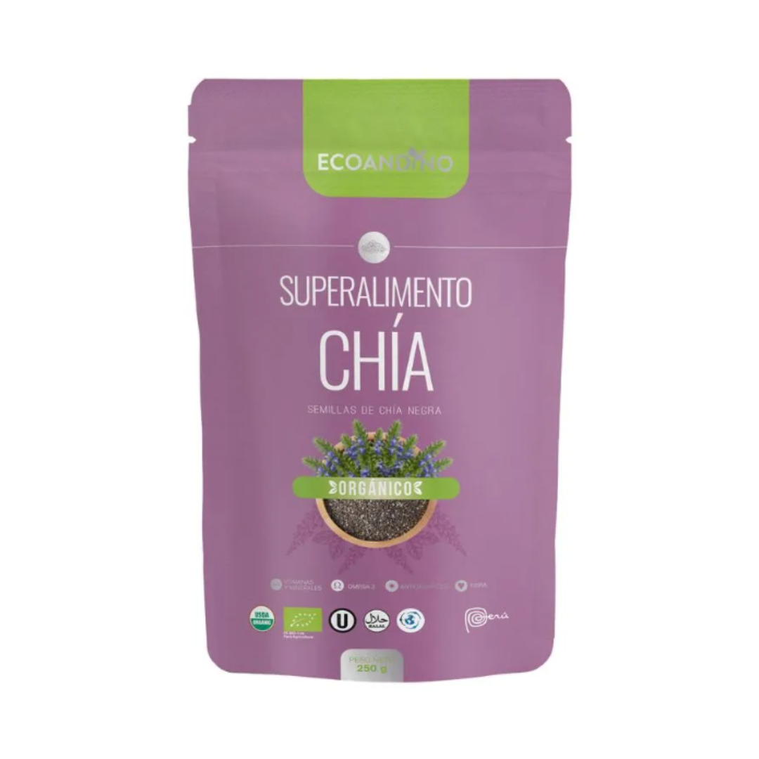 CHÍA NEGRA EN GRANOS ORGÁNICA ECOANDINO - 250GR