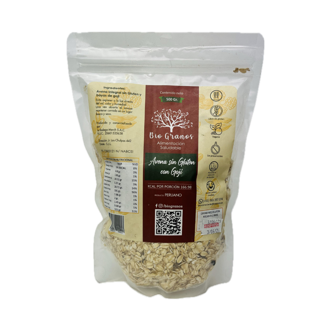 HOJUELAS DE AVENA CON BAYAS GOJI SIN GLÚTEN BIO GRANOS - 500GR