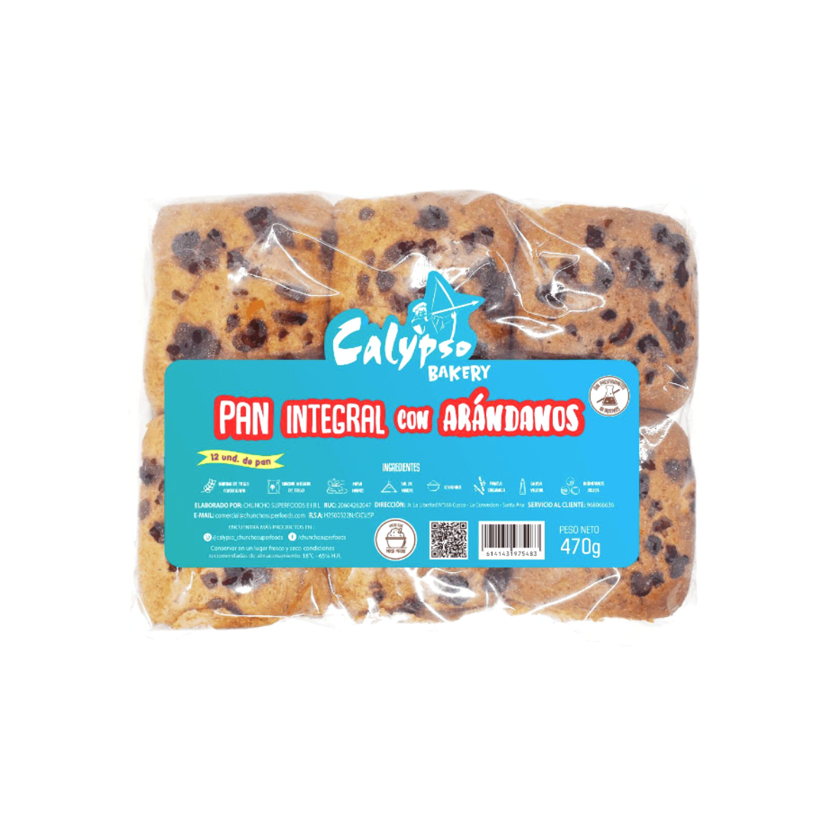 PAN INTEGRAL CON ARÁNDANOS CALYPSO - 12UND
