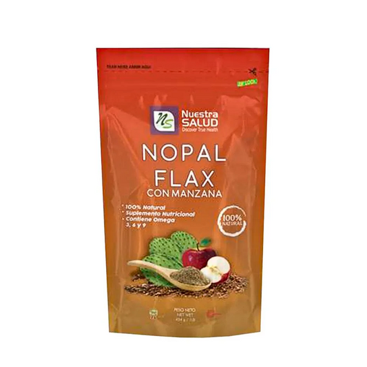 NOPAL FLAX CON MANZANA NUESTRA SALUD - 454GR