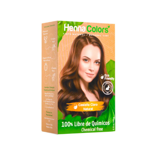 HENNA COLORS CASTAÑO CLARO NATURAL 100% LIBRE DE QUÍMICOS