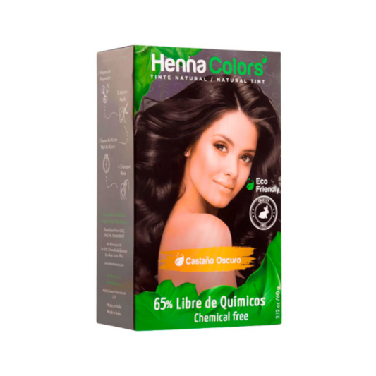 HENNA COLORS CASTAÑO OSCURO 65% LIBRE DE QUÍMICOS