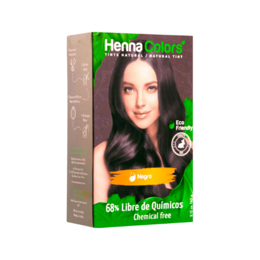 HENNA COLORS NEGRO 68% LIBRE DE QUÍMICOS