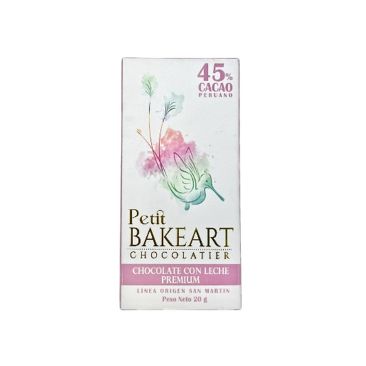 TABLETA PETIT DE CHOCOLATE CON LECHE 45% ORIGEN SAN MARTIN BAKEART - 20G