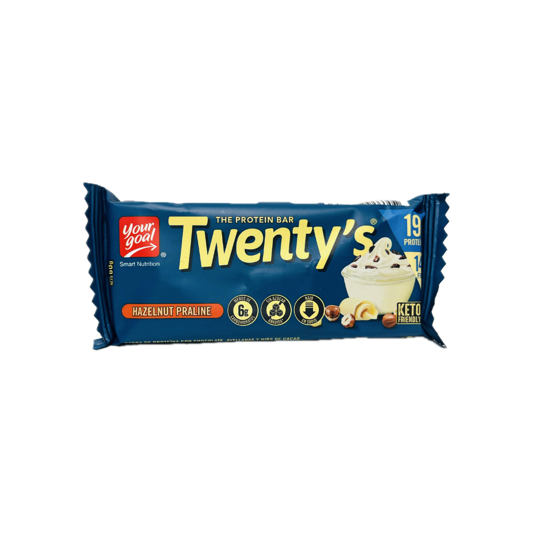 BARRA DE PROTEÍNA SABOR AVELLANA Y PRALINE TWENTY´S - 60G
