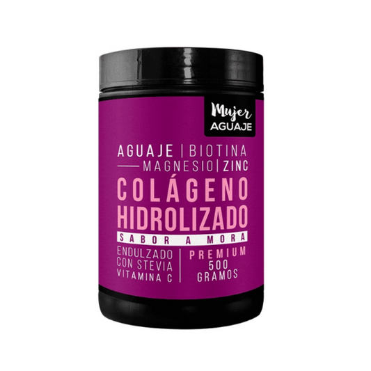 COLÁGENO AGUAJE BIOTINA MAGNESIO ZINC SABOR MORA MUJER AGUAJE - 500GR
