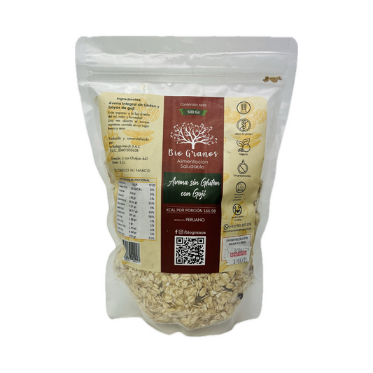 HOJUELAS DE AVENA CON BAYAS GOJI SIN GLÚTEN BIO GRANOS - 500GR