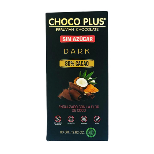 BARRA DE CHOCOLATE DARK 80% CON FLOR DE COCO - 70GR